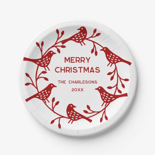 Personalisierte Weihnachtsfeier im skandinavischen Pappteller (Vorderseite)