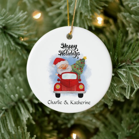 Personalisierte Weihnachtsfeier Keramik Ornament (Baum)
