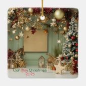 Personalisierte Weihnachtsfeier Keramikornament (Rückseite)