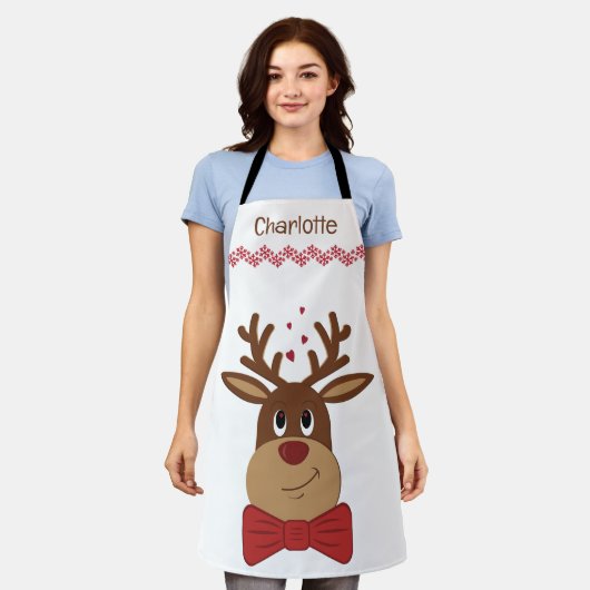Personalisierte Weihnachtsfeier Liebe Rentier Schürze (Getragen)
