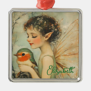 Personalisierte Weihnachtsfeier mit Robin Ornament Aus Metall