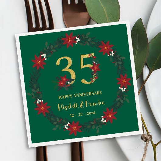 personalisierte Weihnachtsfeier Napkins zum 35. Ja Serviette