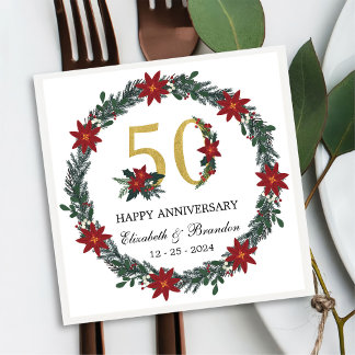 personalisierte Weihnachtsfeier Napkins zum 50. Ja Serviette