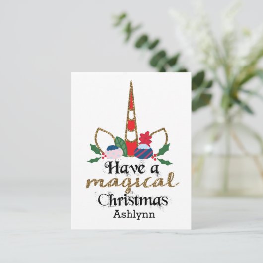 Personalisierte Weihnachtsfeier Postkarte (Stehend Vorderseite)