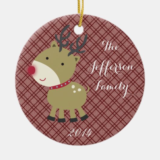 Personalisierte Weihnachtsfeier Rudolf Rein Famili Keramikornament (Vorne)