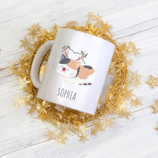 Personalisierte Weihnachtsfeier Tasse, Cat Lover R Zweifarbige Tasse