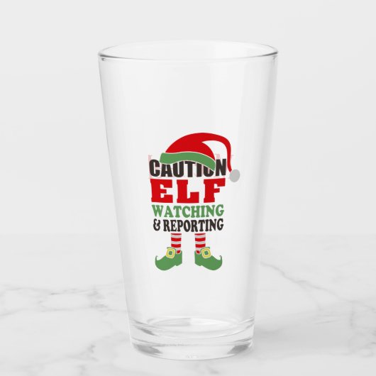 Personalisierte Weihnachtsfeier "Vorsicht, Elf-Beo Glas (Vorderseite)