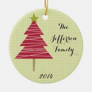Personalisierte Weihnachtsfeier XMAS Tree Family O Keramik Ornament