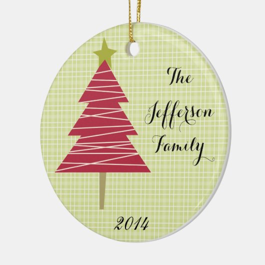 Personalisierte Weihnachtsfeier XMAS Tree Family O Keramik Ornament (Links)