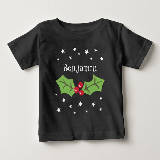 Personalisierte Weihnachtsfeiern & Berries Baby T-shirt (Vorderseite)
