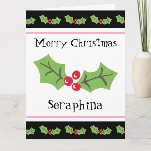 Personalisierte Weihnachtsfeiern & Berries Karte (Vorderseite)