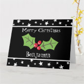 Personalisierte Weihnachtsfeiern & Berries Karte (Gelbe Blume)