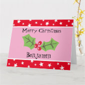 Personalisierte Weihnachtsfeiern & Berries Karte (Gelbe Blume)