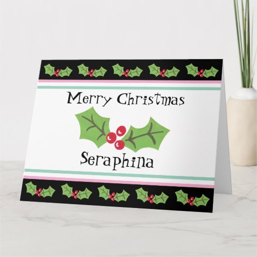 Personalisierte Weihnachtsfeiern & Berries Karte (Vorderseite)