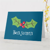 Personalisierte Weihnachtsfeiern & Berries Karte (Gelbe Blume)