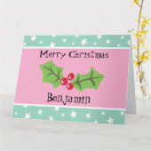 Personalisierte Weihnachtsfeiern & Berries Karte (Gelbe Blume)