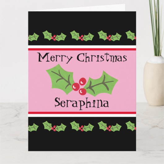 Personalisierte Weihnachtsfeiern & Berries Karte (Vorderseite)