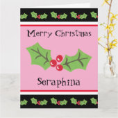 Personalisierte Weihnachtsfeiern & Berries Karte (Gelbe Blume)