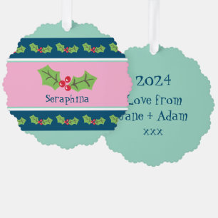 Personalisierte Weihnachtsfeiern & Berries Ornament Karte