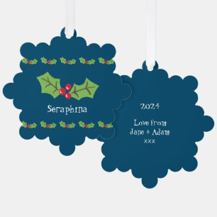 Personalisierte Weihnachtsfeiern & Berries Ornament Karte
