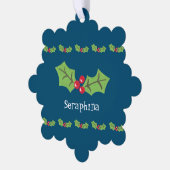 Personalisierte Weihnachtsfeiern & Berries Ornament Karte (Linke Ecke)