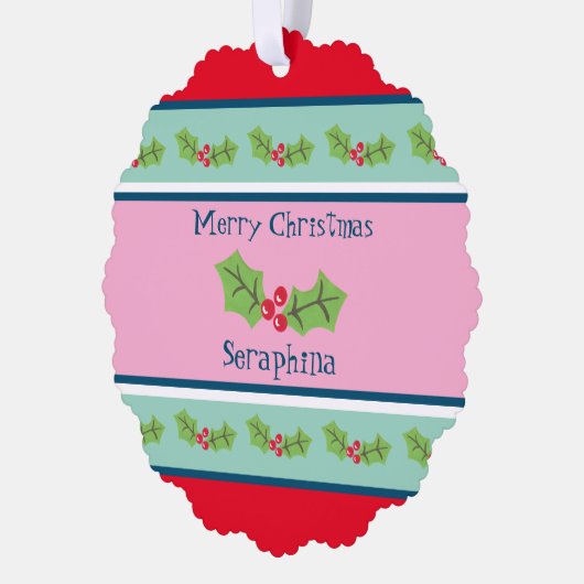 Personalisierte Weihnachtsfeiern & Berries Ornament Karte (Links)