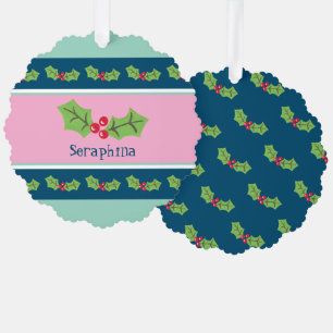 Personalisierte Weihnachtsfeiern & Berries Ornament Karte