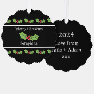 Personalisierte Weihnachtsfeiern & Berries Ornament Karte