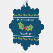 Personalisierte Weihnachtsfeiern & Berries Ornament Karte (Linke Ecke)