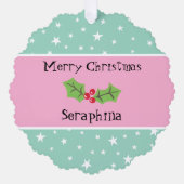 Personalisierte Weihnachtsfeiern & Berries Ornament Karte (Vorderseite)