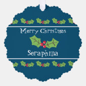 Personalisierte Weihnachtsfeiern & Berries Ornament Karte (Vorderseite)