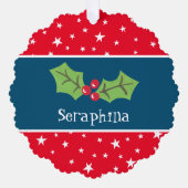 Personalisierte Weihnachtsfeiern & Berries Ornament Karte (Vorderseite)