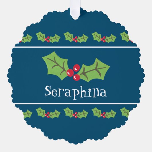 Personalisierte Weihnachtsfeiern & Berries Ornament Karte (Vorderseite)