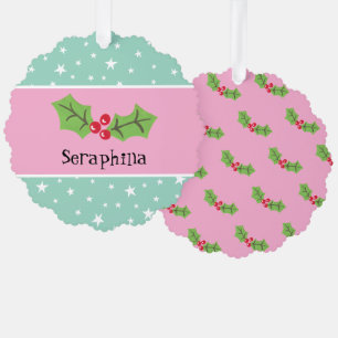 Personalisierte Weihnachtsfeiern & Berries Ornament Karte