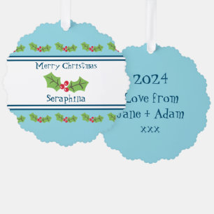 Personalisierte Weihnachtsfeiern & Berries Ornament Karte