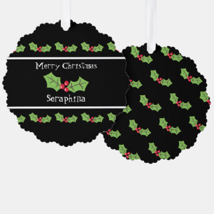 Personalisierte Weihnachtsfeiern & Berries Ornament Karte