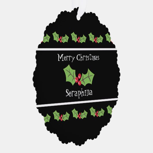 Personalisierte Weihnachtsfeiern & Berries Ornament Karte (Rechts)