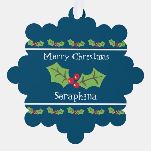 Personalisierte Weihnachtsfeiern & Berries Ornament Karte (Vorderseite)