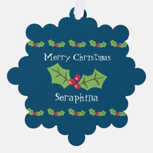 Personalisierte Weihnachtsfeiern & Berries Ornament Karte (Vorderseite)