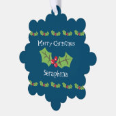 Personalisierte Weihnachtsfeiern & Berries Ornament Karte (Linke Ecke)