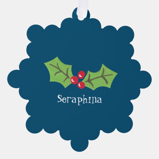 Personalisierte Weihnachtsfeiern & Berries Ornament Karte (Vorderseite)