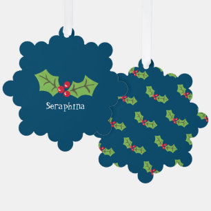 Personalisierte Weihnachtsfeiern & Berries Ornament Karte