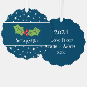 Personalisierte Weihnachtsfeiern & Berries Ornament Karte