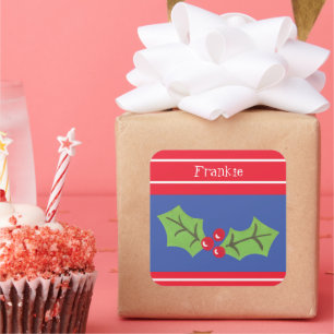 Personalisierte Weihnachtsfeiern & Berries Quadratischer Aufkleber
