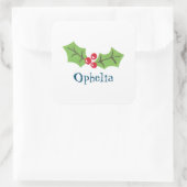 Personalisierte Weihnachtsfeiern & Berries Quadratischer Aufkleber (Tasche)