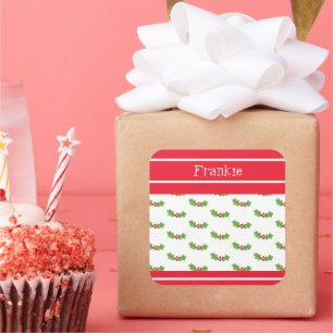 Personalisierte Weihnachtsfeiern & Berries Quadratischer Aufkleber