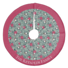 Personalisierte Weihnachtsfeiertage in Rot-Grün Fleece Weihnachtsbaumdecke