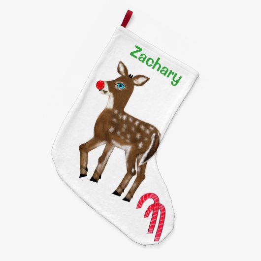 Personalisierte Weihnachtsfeiertage von Reindeer Großer Weihnachtsstrumpf (Vorderansicht (hängend))