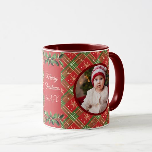 Personalisierte Weihnachtsferien Kariert Tasse (VorderseiteRechts)