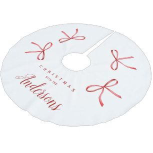 Personalisierte Weihnachtsferien - Rotes Band Polyester Weihnachtsbaumdecke